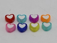 200 mixed candy color cute acrylic heart beads 8x8mm with white heart center