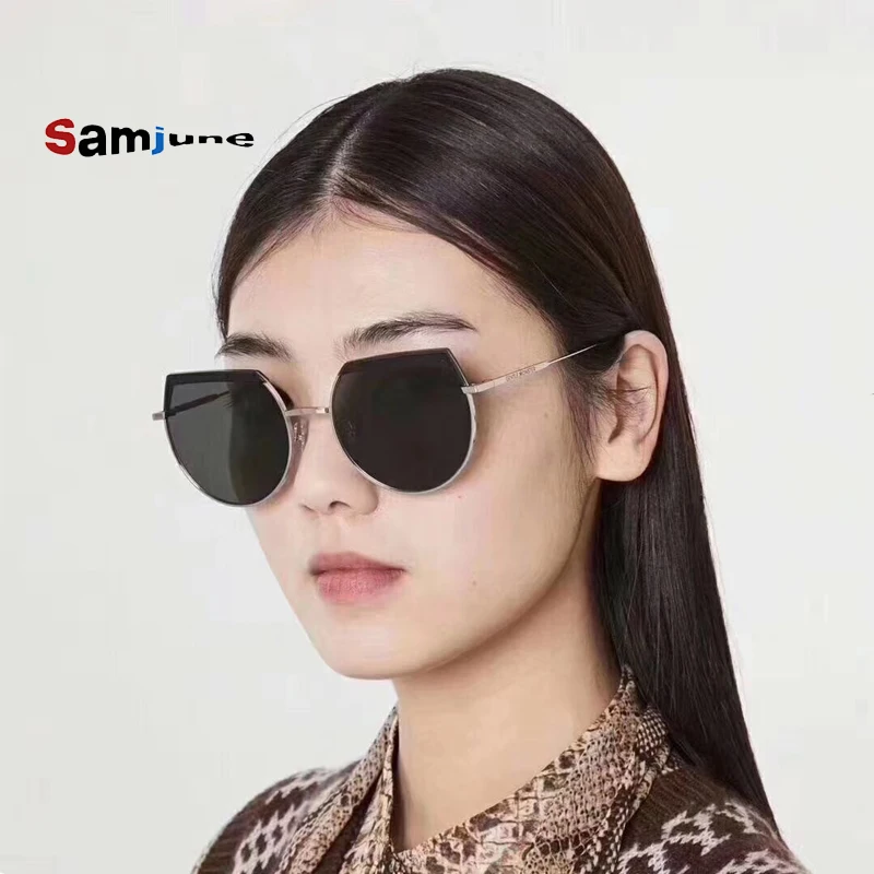 Samjune 2019 новые металлические солнцезащитные очки для бровей нерегулярные круглые