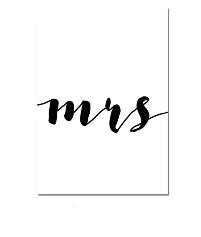 HD Печать Mr Mrs романтическая семья простая художественная стена с цитатой Холст