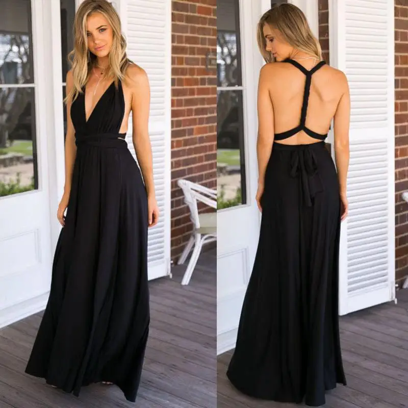 Летнее черное платье 2017 женское модное Бандажное с v образным вырезом красное