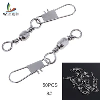 50pcslot 8 mixture stainless steel fishing hook swivel pin snap ball bearing lock rolling connector for freshwater fishing