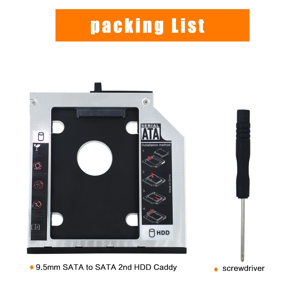 TISHRIC Алюминий 2nd HDD Caddy 9,5 мм SATA 3,0 2," SSD корпус Optibay для lenovo ThinkPad T400s T400 T410 T410s T420s