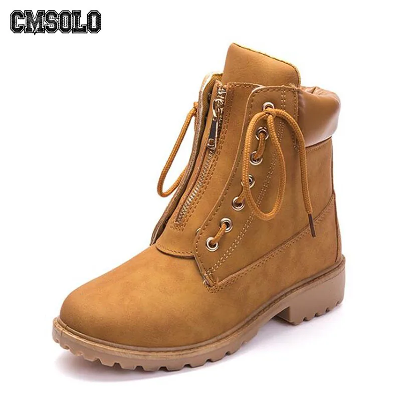 

CMSOLO Winter Casual Boots Women Martin Lace-up Non-slip Autumn Lady Rubber Outdoor College Style Casual Boots Women Hot Sale