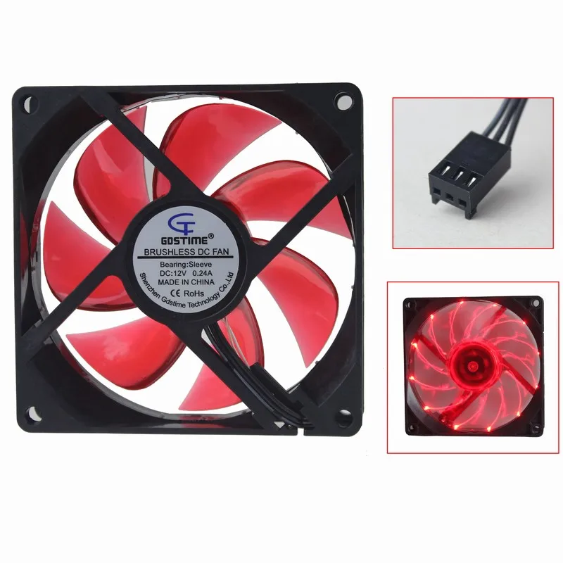 5 шт. Gdstime 15 LED PC чехол для компьютера радиатор охлаждающий вентилятор DC 12V 3Pin 90 мм