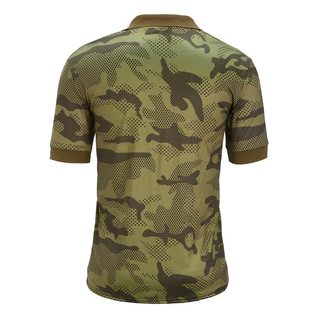 Рубашка поло для мужчин камуфляж Camisa Polo Masculina Сращивание шаблон Повседневный отложной воротник короткий рукав мужская рубашка Поло