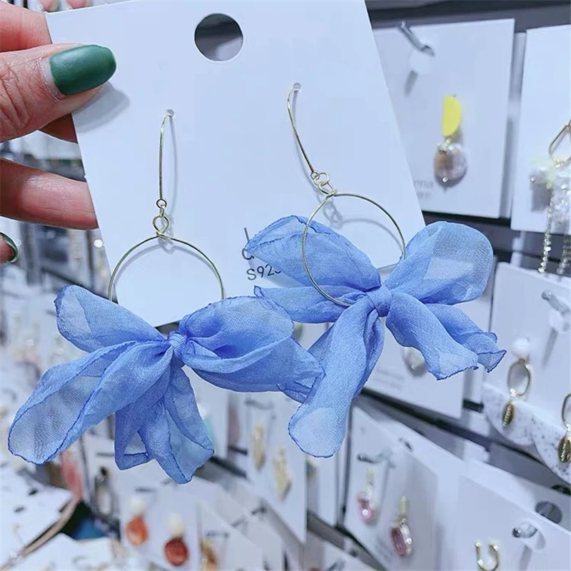 Korean Fashion Multicolor Big Yarn Flowers Drop Earrings for Women Dangle Bohemian Wedding Jewelry Gift wholesale | Украшения и