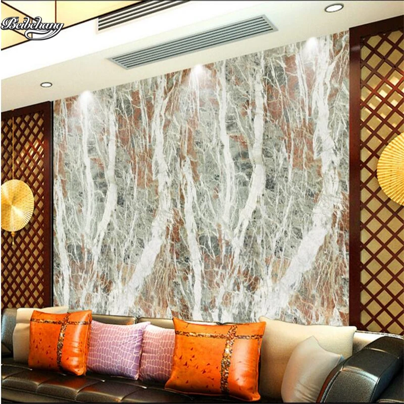 

beibehang High-definition marble birch forest murals living room TV backdrop custom large fresco non-woven fabric wallpaper