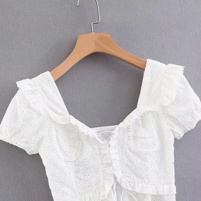 Женские блузки с кружевной вышивкой топы Blusas Mujer De| |