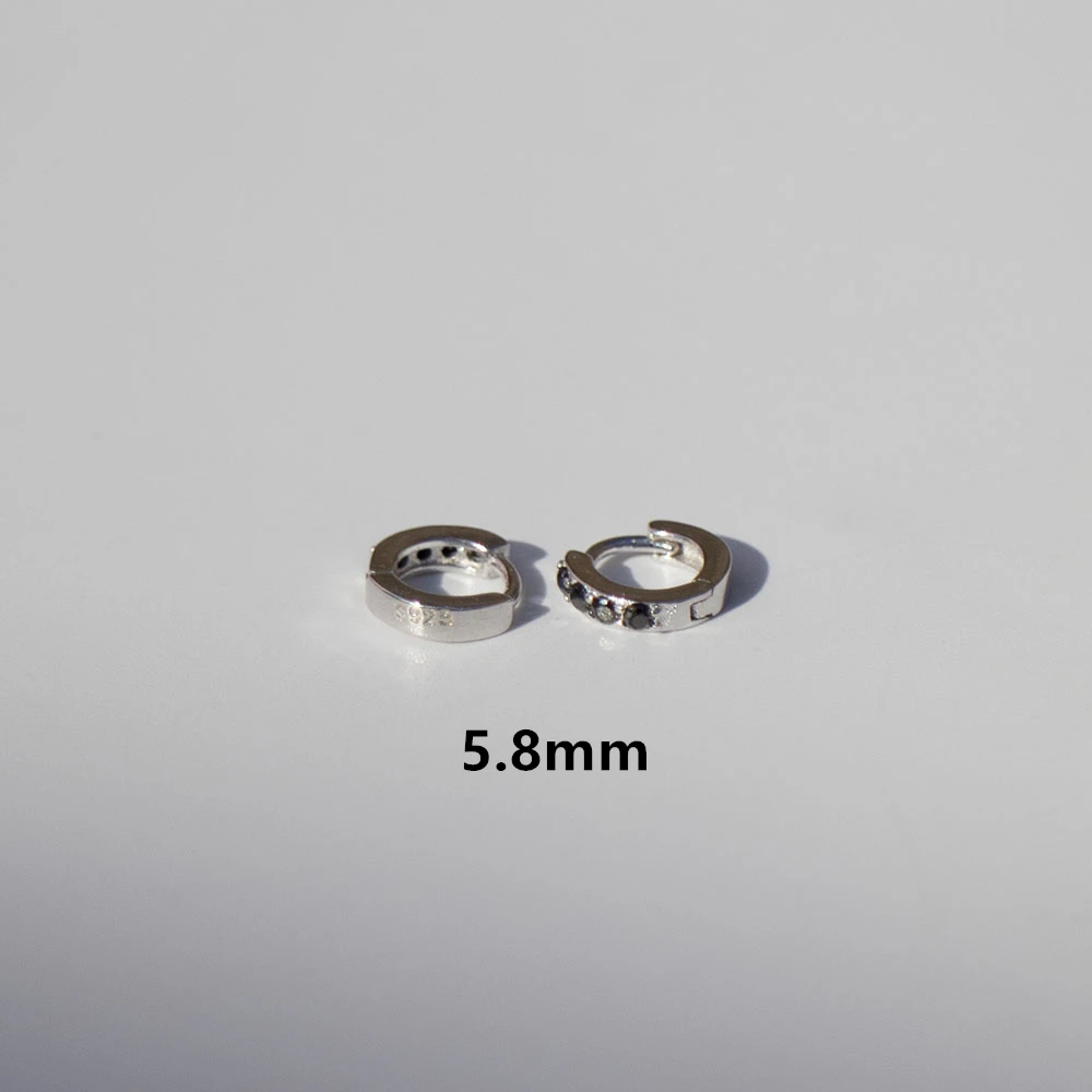 1 pair black 5.8mm Новые серьги из стерлингового серебра 925 пробы, модные маленькие серьги, кольцо для ушей, Пряжка для ушей, белые, черные, простые серебряные ювелирные изделия для девочек и мальчиков - Окраска металла: 1 pair black 5.8mm