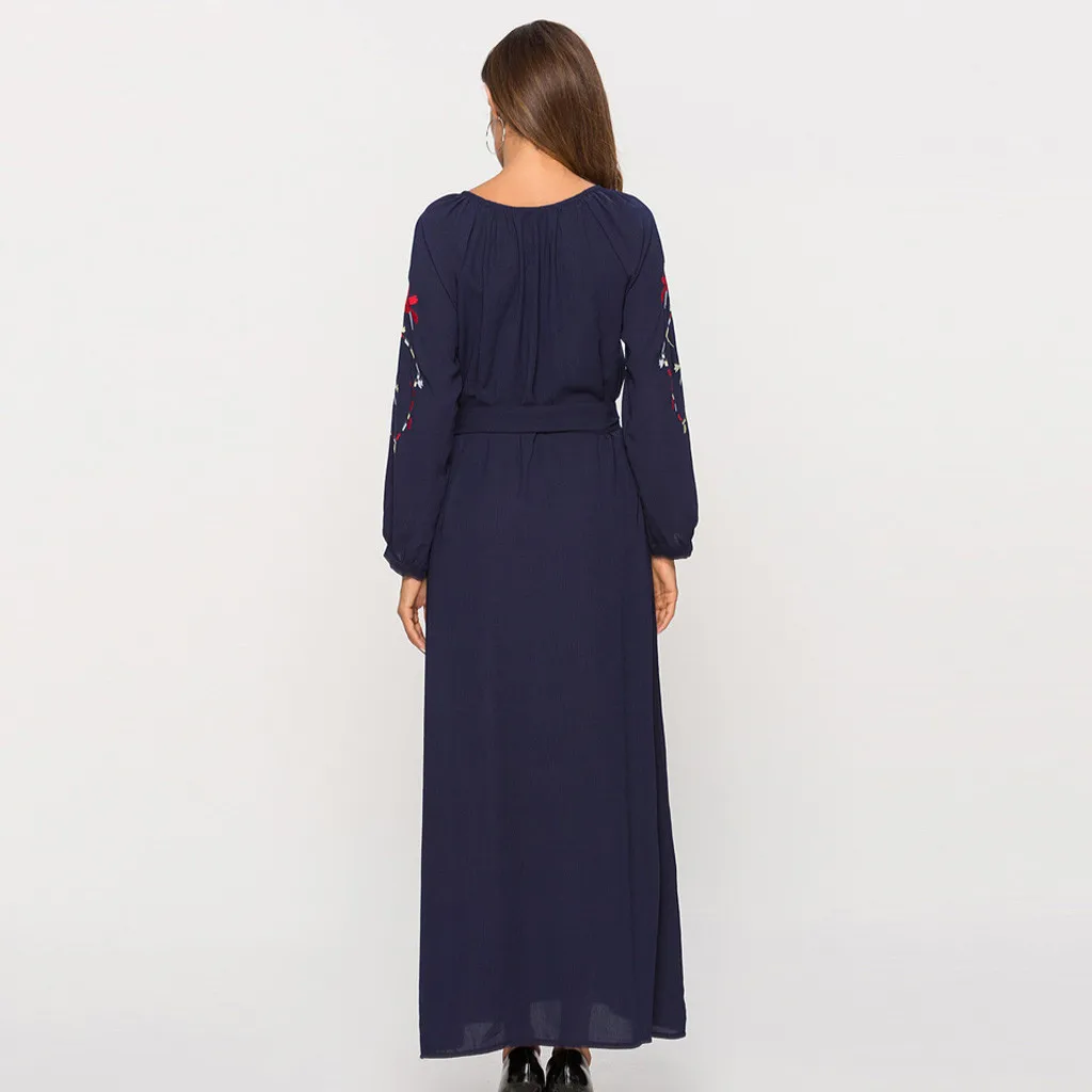 

Women Fashion Muslim Printing Full Sleeve Arab Dress Islam Jilbab Dresses Elegant Design Maxi Clothes z0417