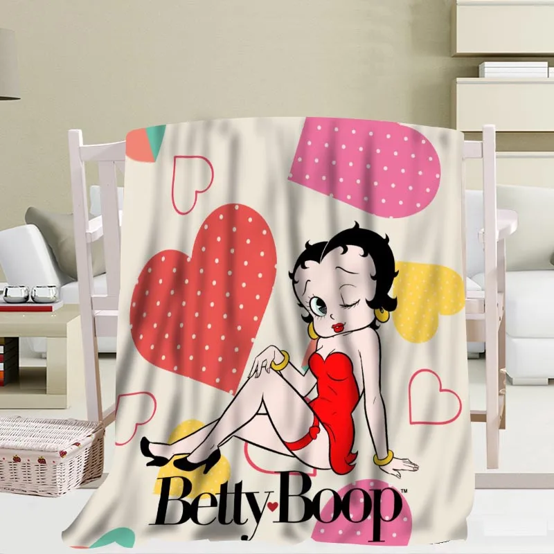 Мягкое одеяло с узорами Betty Boop 56x80 дюймов 50x60 40x50 дюймов|Одеяла| |
