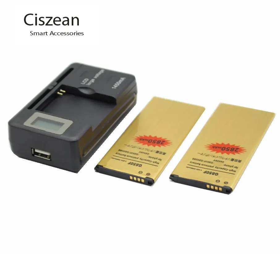 Ciszean 2x2850 мАч EB-BG850BBC Замена золотой аккумулятор+ lcd универсальное зарядное устройство для samsung Galaxy Alpha G850 G850F G8508 G8508S