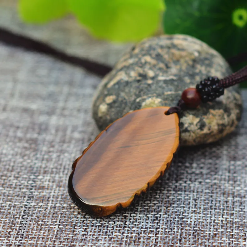 Кулон с натуральным желтым тигровым глазом ручной резной кулон из гуанина