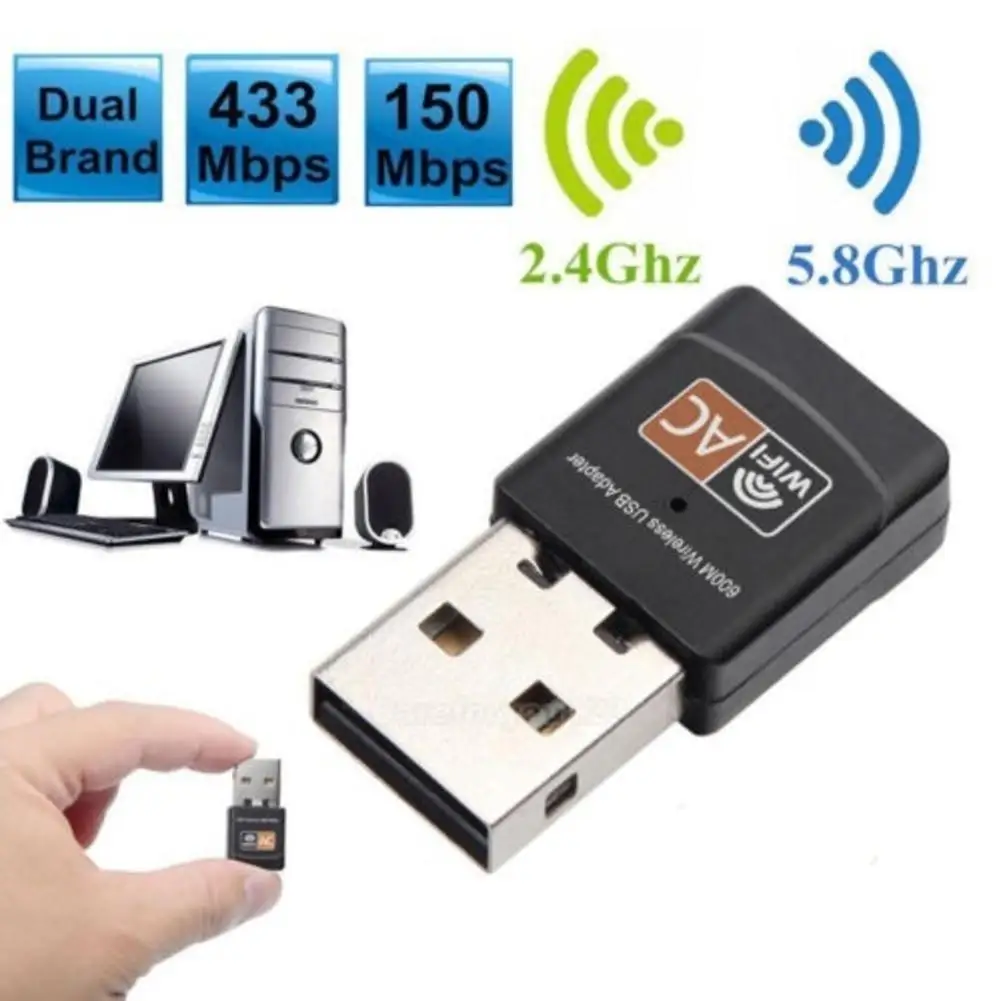 Беспроводной USB WiFi адаптер 433 Мбит/с wifi Антенна ПК сетевая карта двухдиапазонный wifi 5,8 ГГц адаптер Lan USB Ethernet приемник