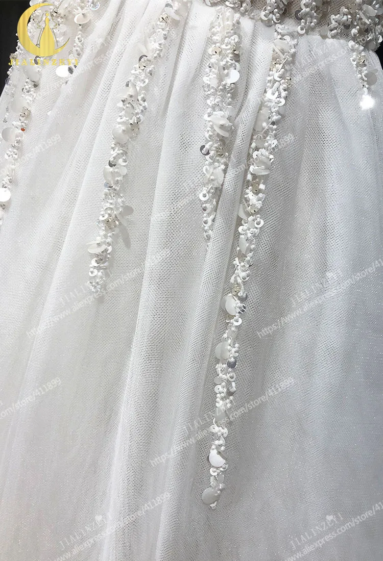Rhine Sexy Deep V Neck Beads Sequins and Crystal Slit Tulle V back Fashion New Arrival Real Picture Wedding dresses