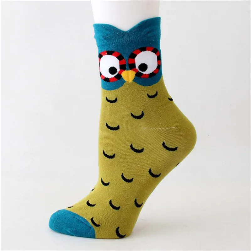 MYORED women cotton 3D owl socks cute cartoon party holidiay sock girls ladies halloween Meias gift sock 5pairs/Lot