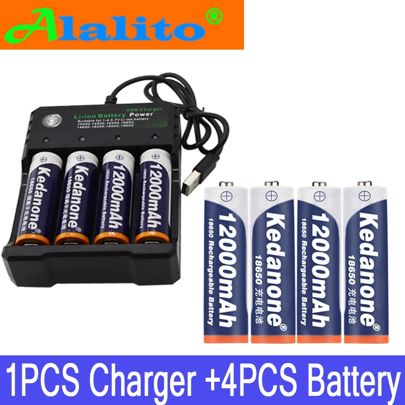 18650 Батарея 3,7 V 12000mAh перезаряжаемая liion батарея для светодиодного фонарика батарея 18650 батарея оптом+ USB зарядное устройство
