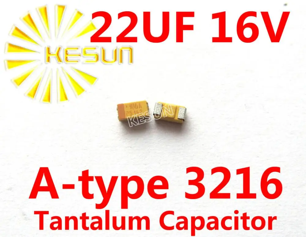 

Конденсатор танталового конденсатора 22мкФ 16В типа A 1206 3216 226C SMD TAJA226K016RNJ x500PCS