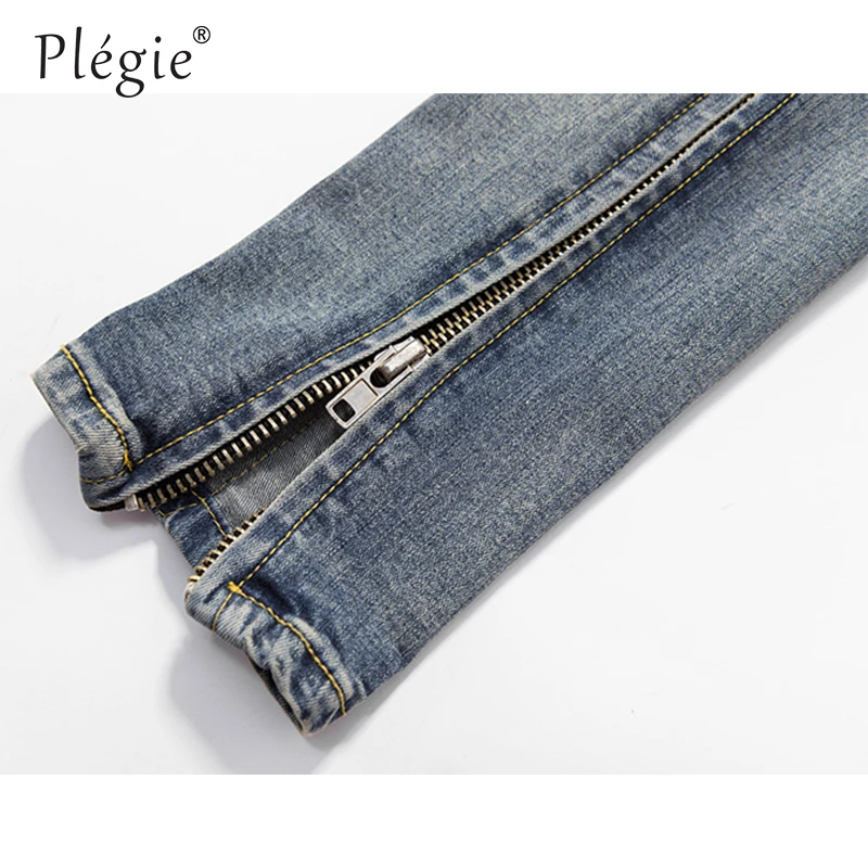 Plegie Новые Брюки мужские обтягивающие джинсы мужские уличные рваные джинсы для мужчин облегающие джинсы на молнии джинсы в стиле хип-хоп Homme Denim