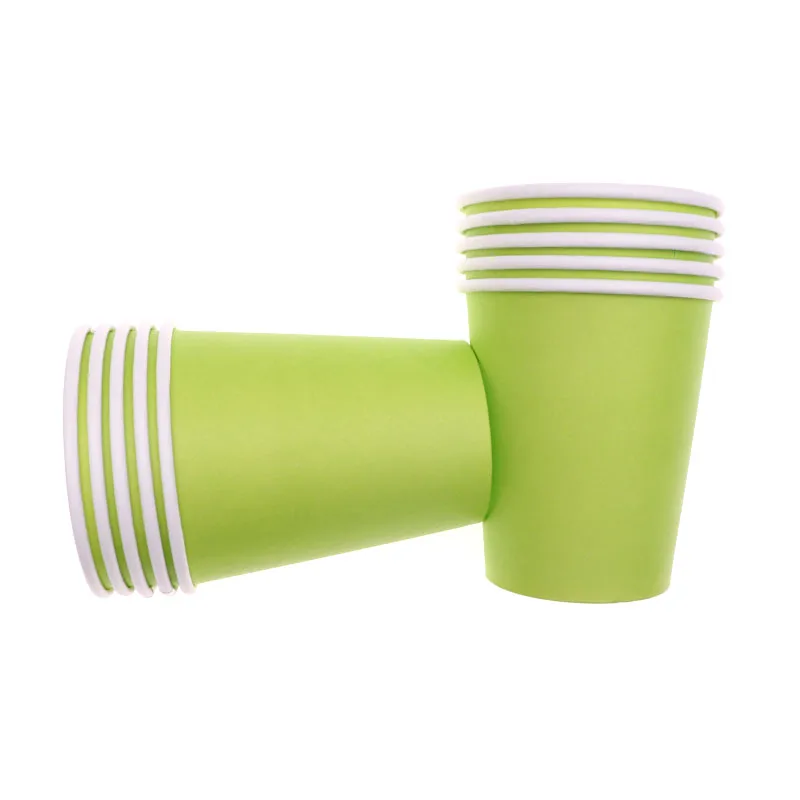 cups 10pcs Зеленые однотонные тарелки чашки столовые приборы наборы свадебные декорации, праздник наборы; детский душ с днем рождения для детей - Цвет: cups 10pcs