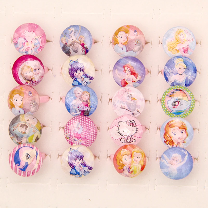 Оптовая продажа 20 шт. в партии разные Мультяшные кольца для маленьких девочек с