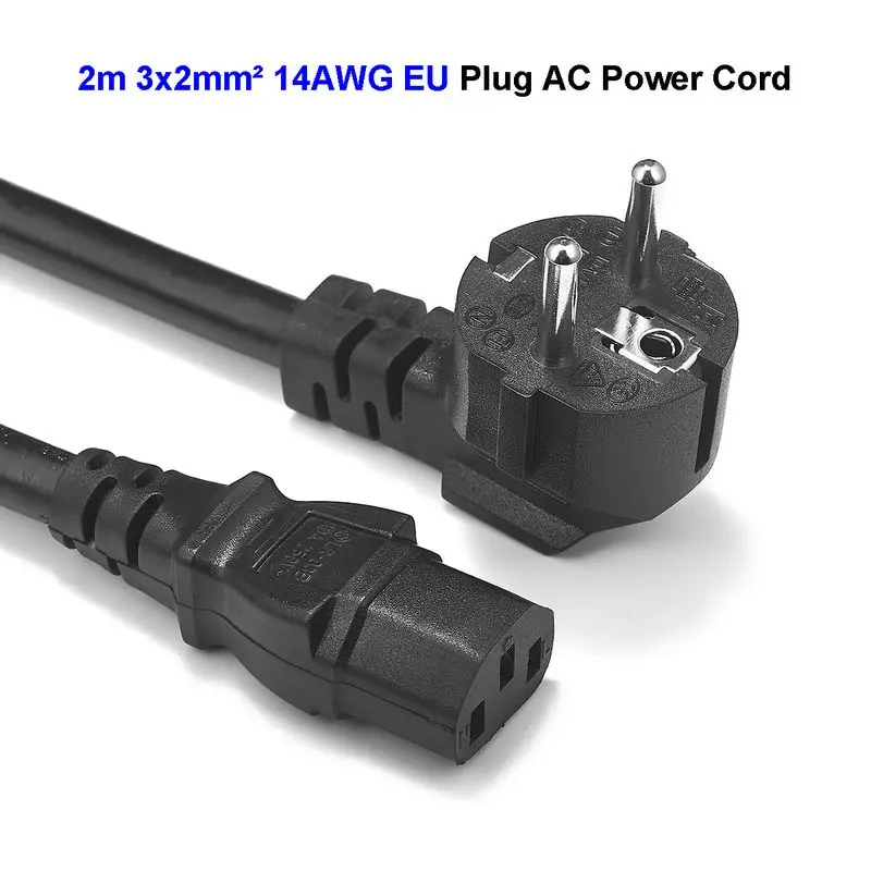 ЕС Европейский кабель питания IEC C13 AC мощность Расширенный Шнур 2 м 14AWG свинцовые