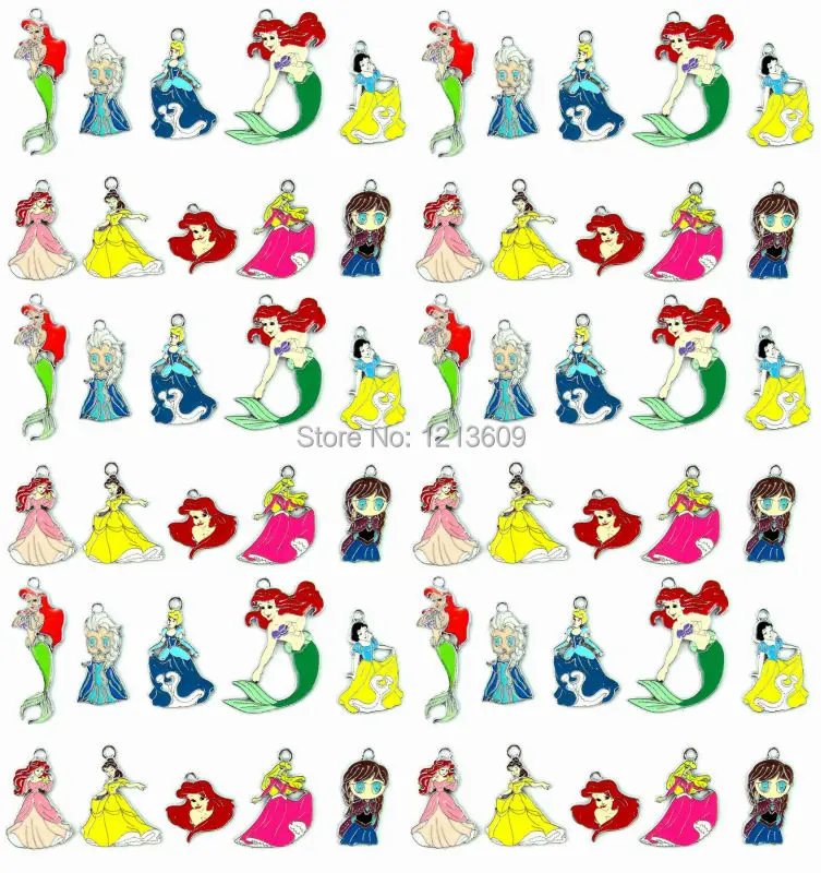 Новинка 50 шт. смешанное очарование принцессы Подвески для изготовления