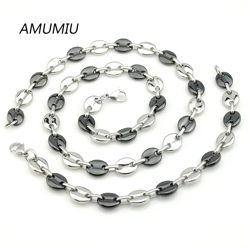 Комплект из колье и браслета нержавеющей стали 316L с бусинами 11 мм|necklace bracelet