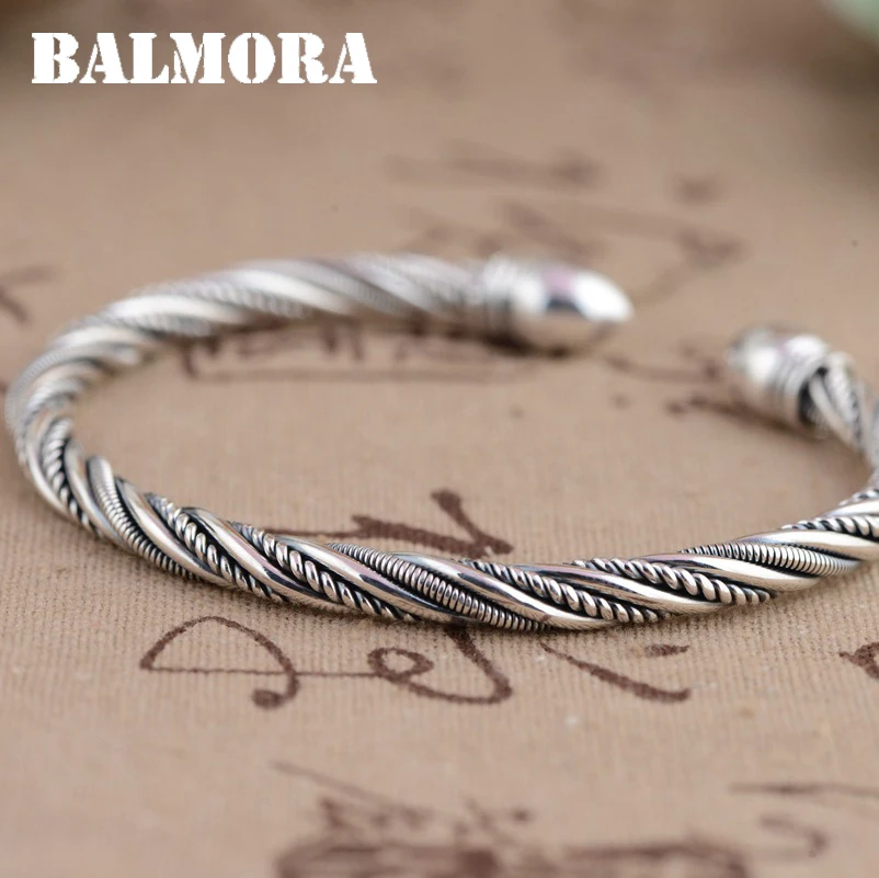 BALMORA 990 чистое серебро Открытый браслет для женщин и мужчин подарок винтажное
