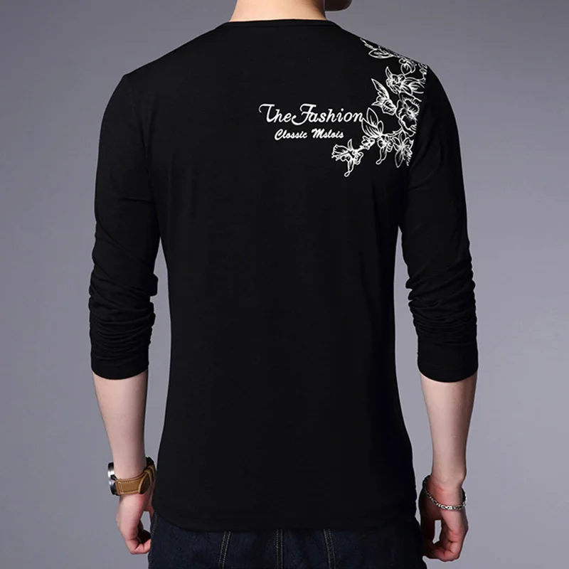 Wiivip Новый стильный брендовый модный принт Slim Fit футболка с длинным рукавом для