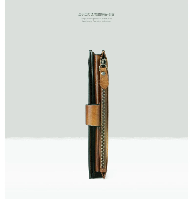 Винтажный Модный мужской кошелек из натуральной кожи клатч Длинный сумка для