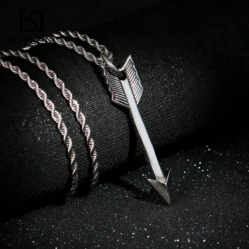 KALEN Rock Arrow кулон ожерелье для мужчин из нержавеющей стали золото/черная длинная