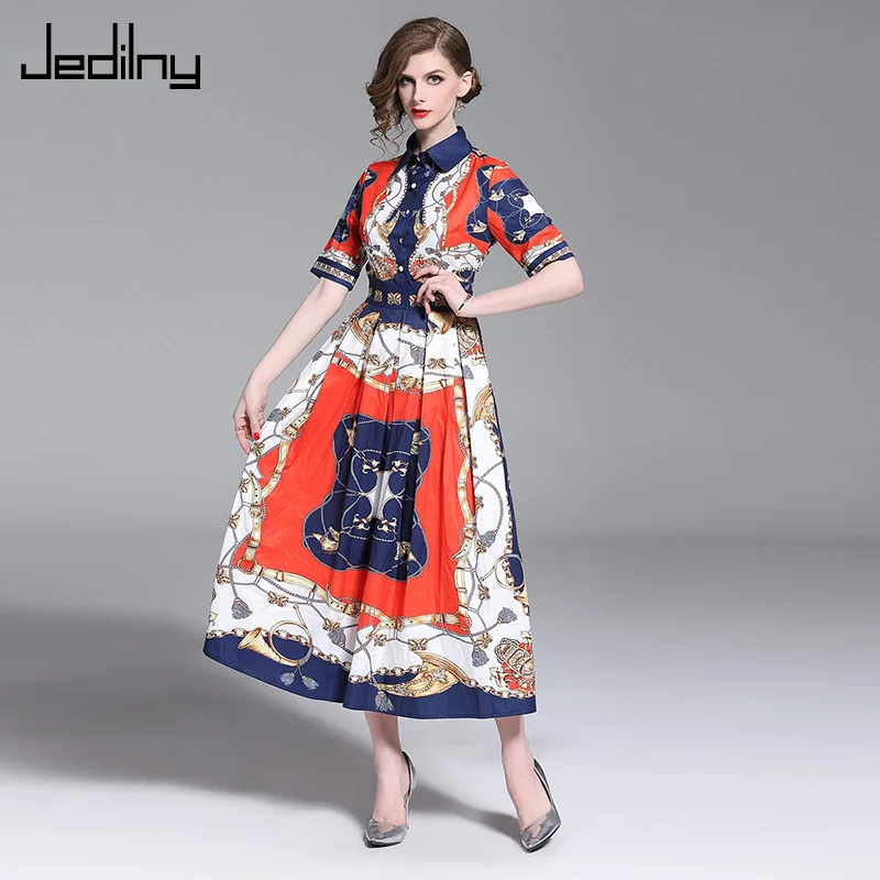 Повседневное женское платье с коротким рукавом и принтом 2019 летнее однобортное
