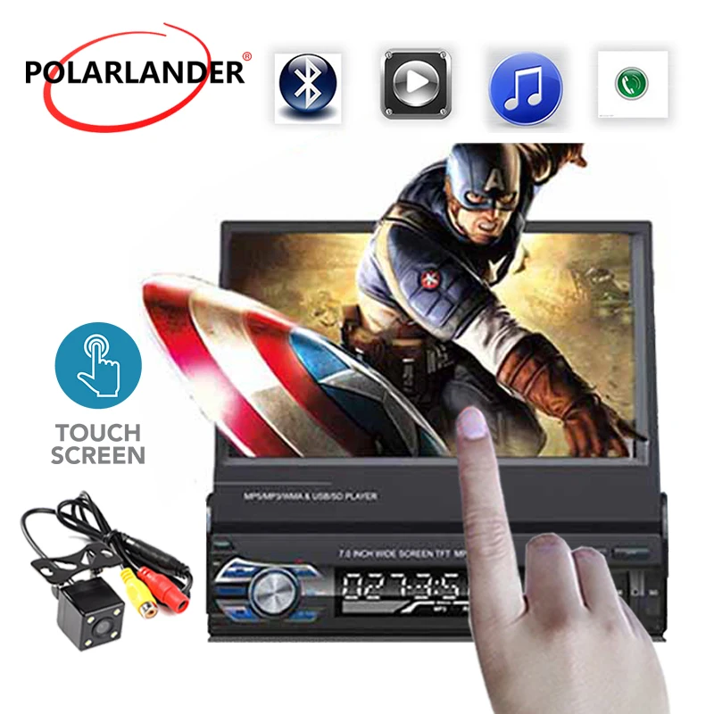 Сзади камера автомобиля Радио стерео радио аудио MP5 плеер Поддержка Bluetooth/USB/TF/Aux/сенсорный экран в тире 1 DIN 7 дюймов Зеркало Ссылка автомагнитола магнитола
