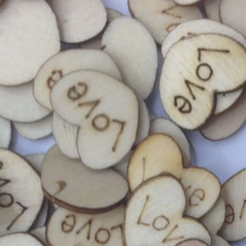 

100pcs/pack Wedding Decoration Rustic Wood Wooden Love Heart Shape Table Scatter Decoration DIY Craft Accessories Party Supplies