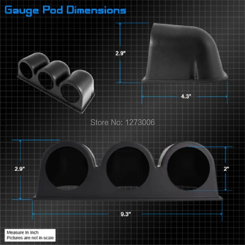 Хит продаж 1 шт. 2 дюйма 52 мм автомобильный манометр держатель черный ABS 1/2/3