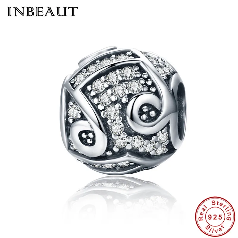 INBEAUT, музыкальная мелодия, бусины,, настоящая 925 пробы, серебро, синий, циркон, музыкальная нота, эмаль, талисманы, подходят для Пандора, браслет для женщин