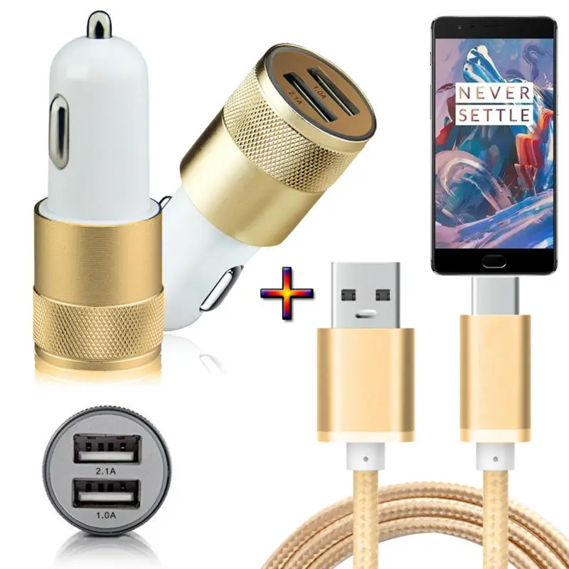 2 порта USB Автомобильное зарядное устройство + Type C 3 1 кабель для зарядки и передачи
