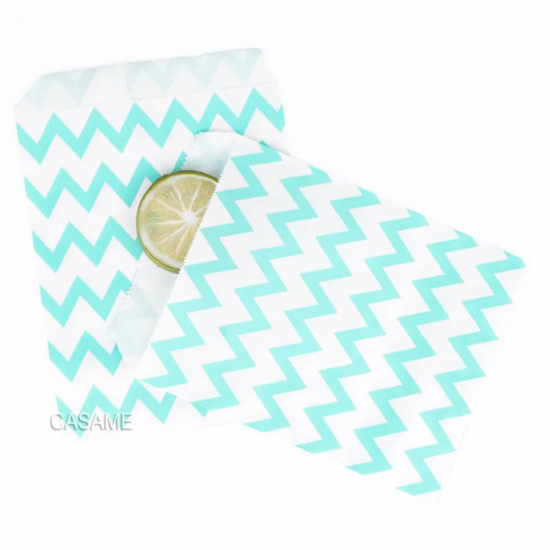 mint chevron 13x18 Рекламные бумажные пакеты красочные шеврон лакомство Ремесло бумажные пищевые безопасные сумки вечерние сувениры лучшие подарочные пакеты для гостей - Цвет: mint chevron 13x18