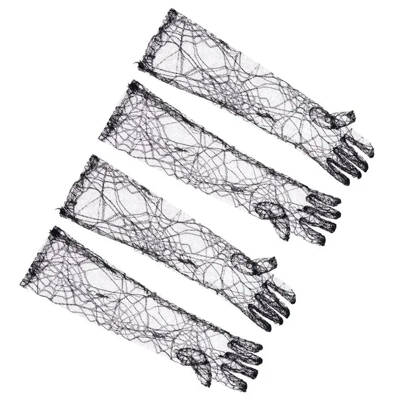 2 пары Вечерние перчатки паутина кружево Длинные перчатки костюм вечерние Танцы вечерние Маскарад Косплэй аксессуар перчатки для Для женщин и девочек