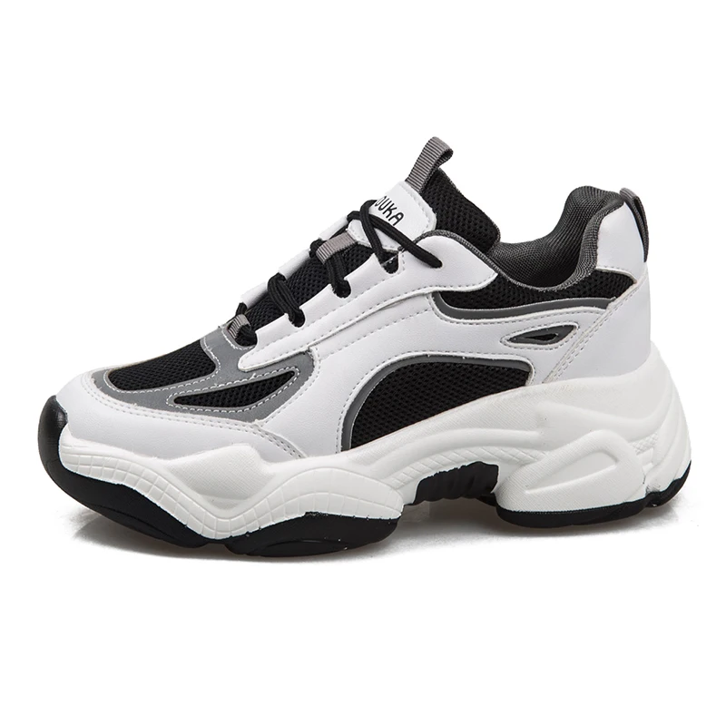 

New Lace Up Chunky Sneakers Women Shoes Woman Air Mesh Vulcanized Shoes Flat Platform Casual Shoes Female Loafers Ladies Flats