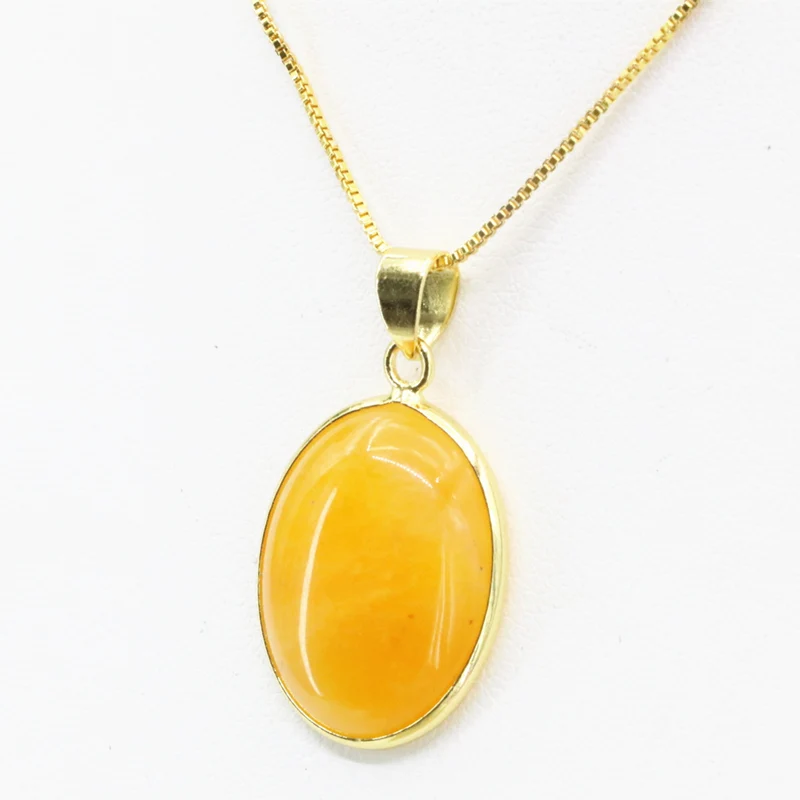 

18x27mm Charm Natural Jades Inlay Stone Pendant Religion Oval Necklaces & Pendants For Women Copper Stainless Steel Chain B3345