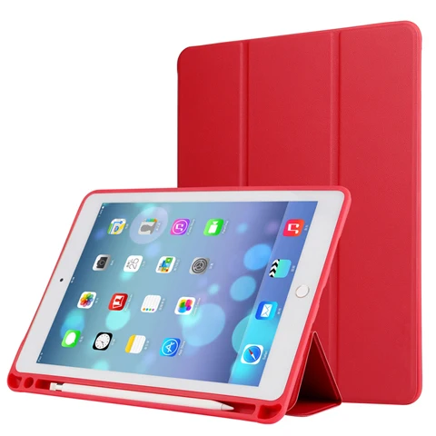 Чехол с карандашом для APPle iPad 9,7 дюймов( Новинка) A1893 A1954, ZVRUA из искусственной кожи, умный чехол с функцией автоматического сна - Цвет: Красный