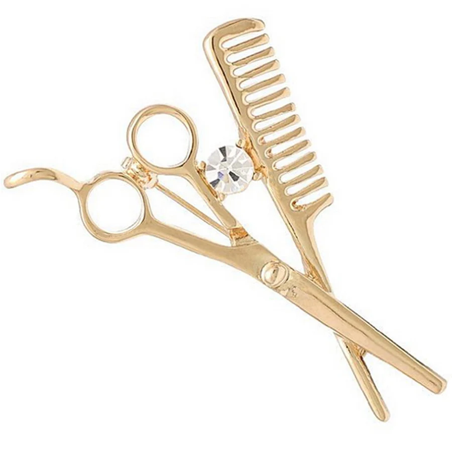Charming Crystal Comb Scissors Brooches Broches Bijoux Pins Up Accessories Fashion Women Jewelry for Party Wedding Gift XZ244 | Украшения и