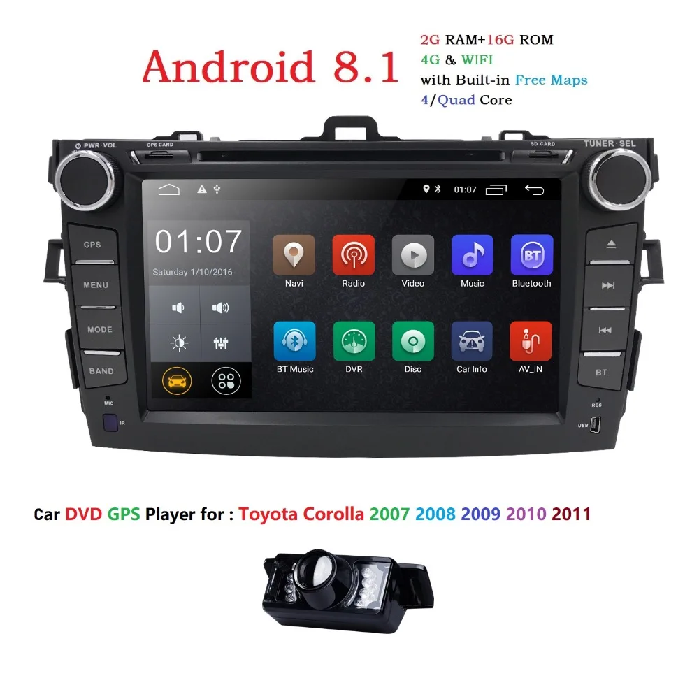 Авторадио 2 din Android 8 1 dvd плеер автомобиля для Toyota corolla 2008 2007 2009 2010 2011 мультимедиа