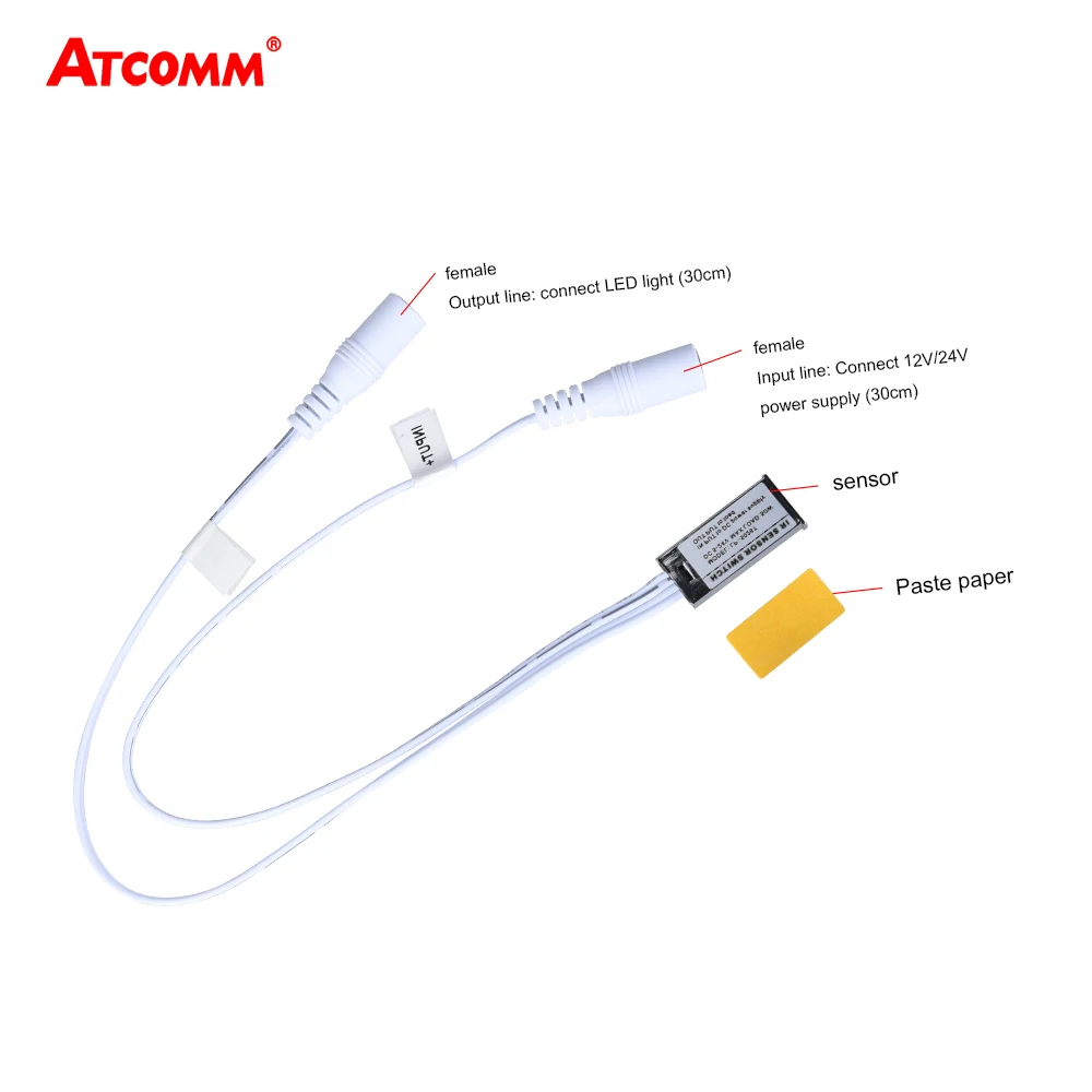 

12V 24V 5A Infrared Sensor Switch 60W 8cm Sense Distance DC 5-24V DIY Wardrobe Cabinet Door Induction Switch