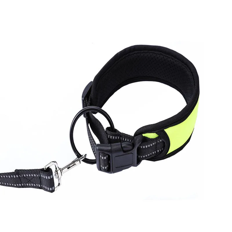 Collar Green Прочный ошейник для собак с ручками для собак, для тренировок, ходьбы, бега, походов, ошейник собачий со светоотражателем, ошейник, поводок, маленький средний La - Цвет: Collar Green