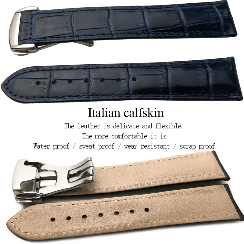 18/19/20/21/22mm High Quality Italian Cowhide Bamboo Grain Watch Strap Folding Buckle Replaceable Belt Special for Omega Watch