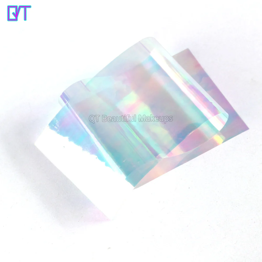 Голографические наклейки QT Beauty Blue 100*5 в стиле разбитого стекла для ногтей