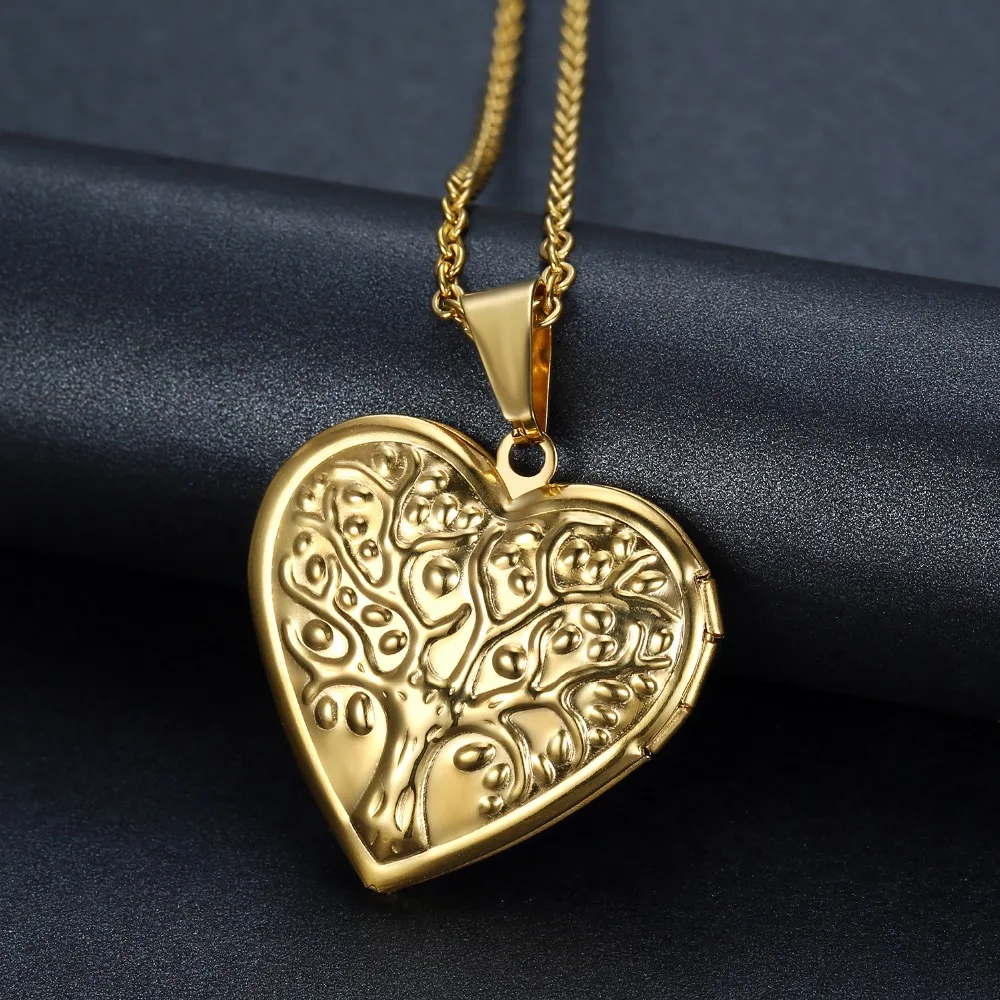 Mimeng Titanium Jewelry Retro personality life tree heart-shaped pendant I love your Photo Box Necklace | Украшения и аксессуары